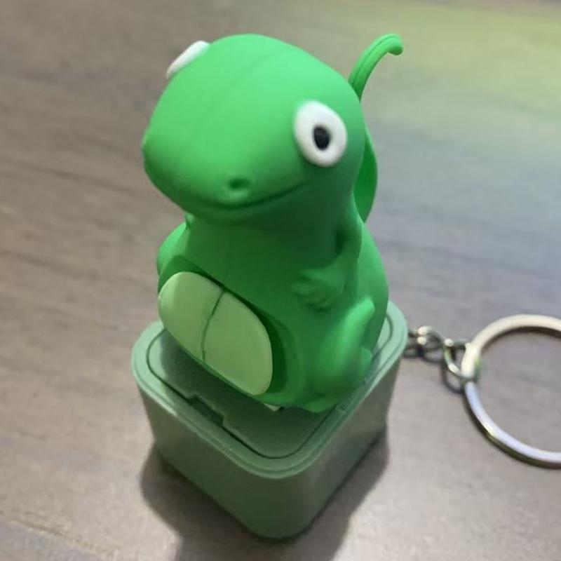 Robuster ABS Eidechsen-Schlüsselanhänger mit wiederaufladbarem LED und Soundeffekten Camping Nachtzubehör für Kinder und Camping