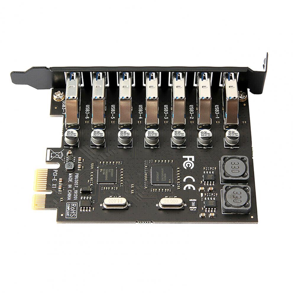 Placă adaptor PCI-E la USB 3.0 cu 7 porturi pentru PC desktop - Nu necesită alimentare externă, Chip NEC