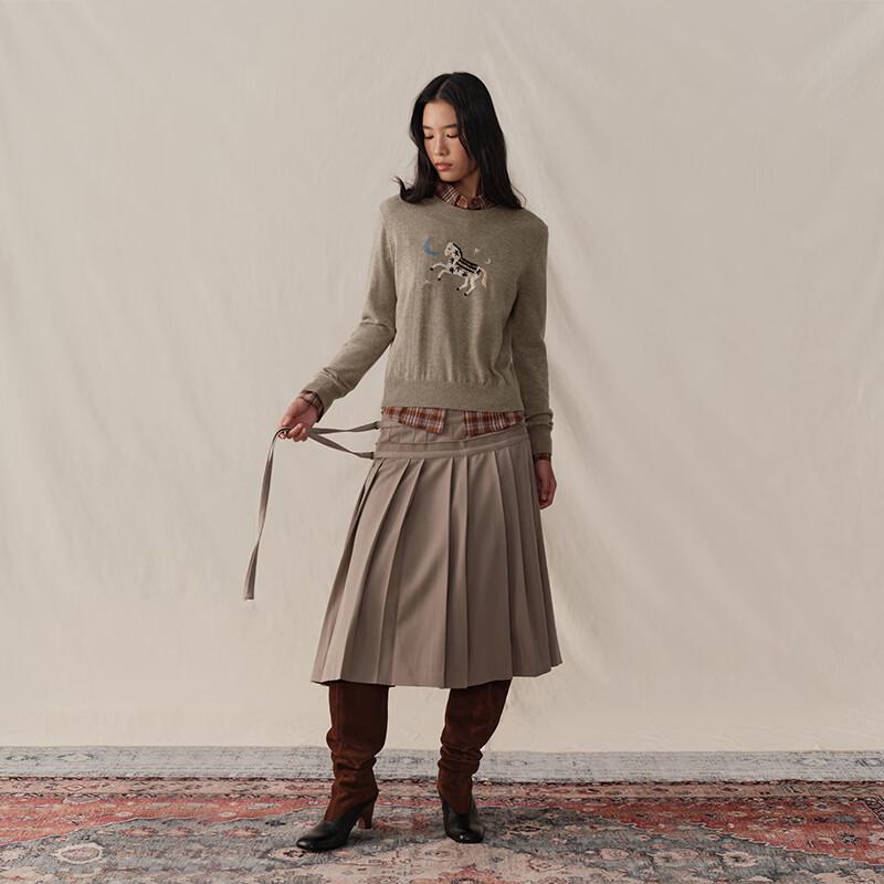 GREEN BELT Vintage Little Horse Jacquard Wool Sweater