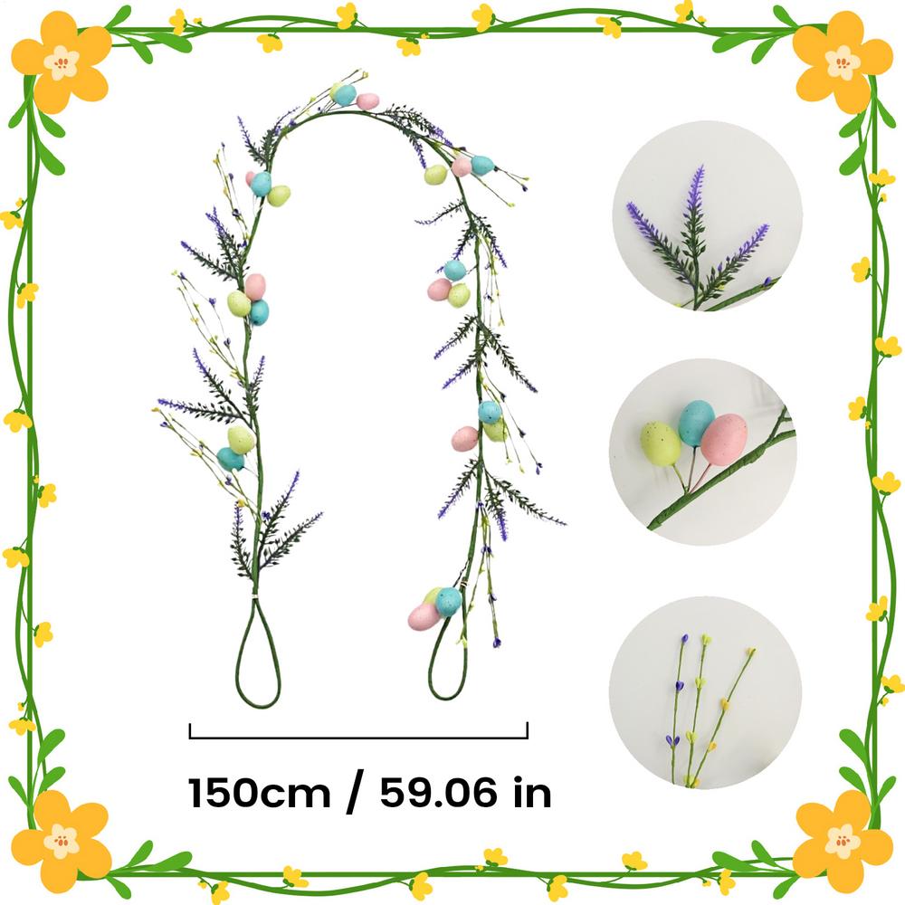 Easter Egg Garland 5ft Egg Artificial Spring Wreath Easter Decorations Garland For Indoor Home Room Dormitory Window Porch Daily