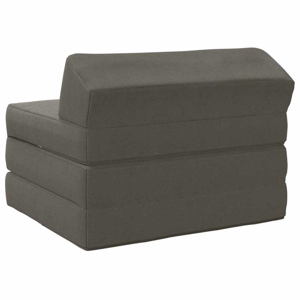 Folding Sofa Bed Light Grey 200 X 70 X 10 Cm Cord Fabric