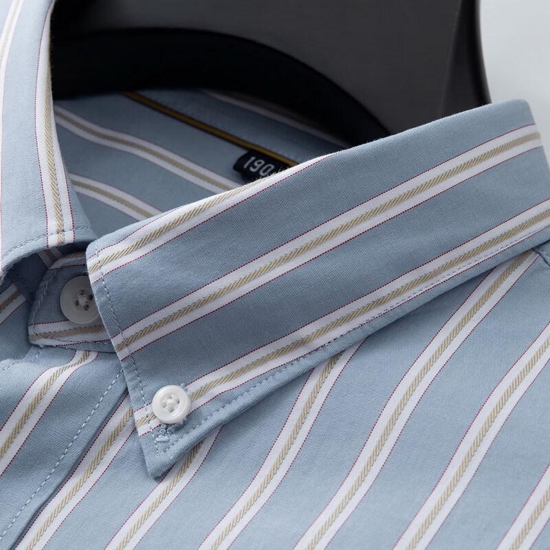 Dibinze Men's Plus Size Vertical Striped Pure Cotton Long Sleeve Shirt