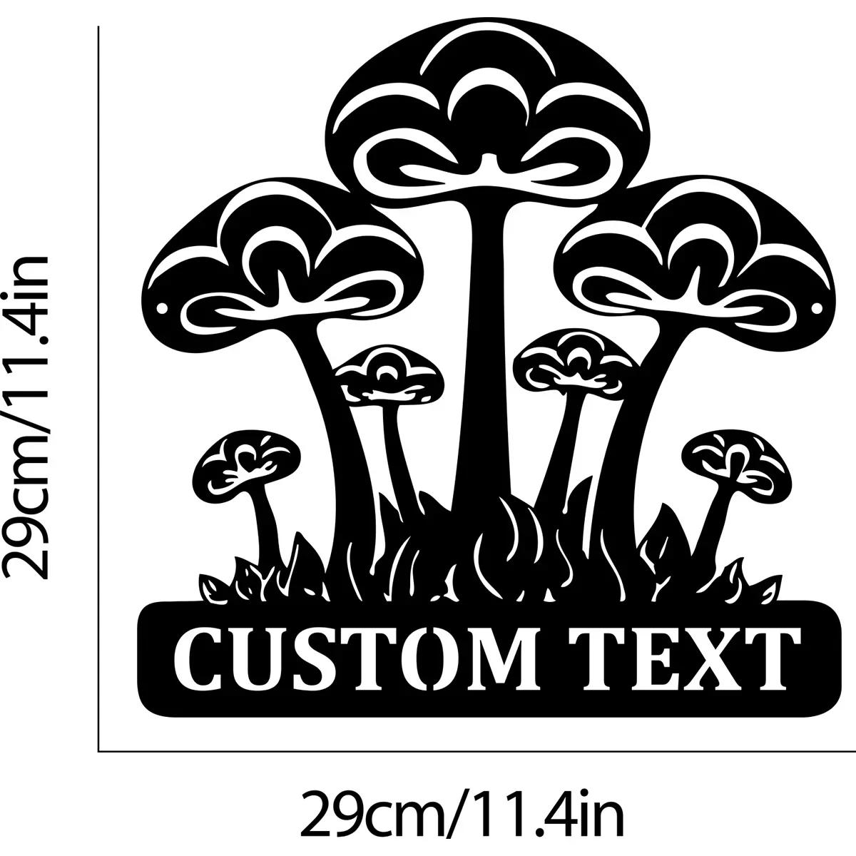 

Personalized Mushroom Name Sign, Custom Metal Wall Art for Garden, Rustic House Number Plaque