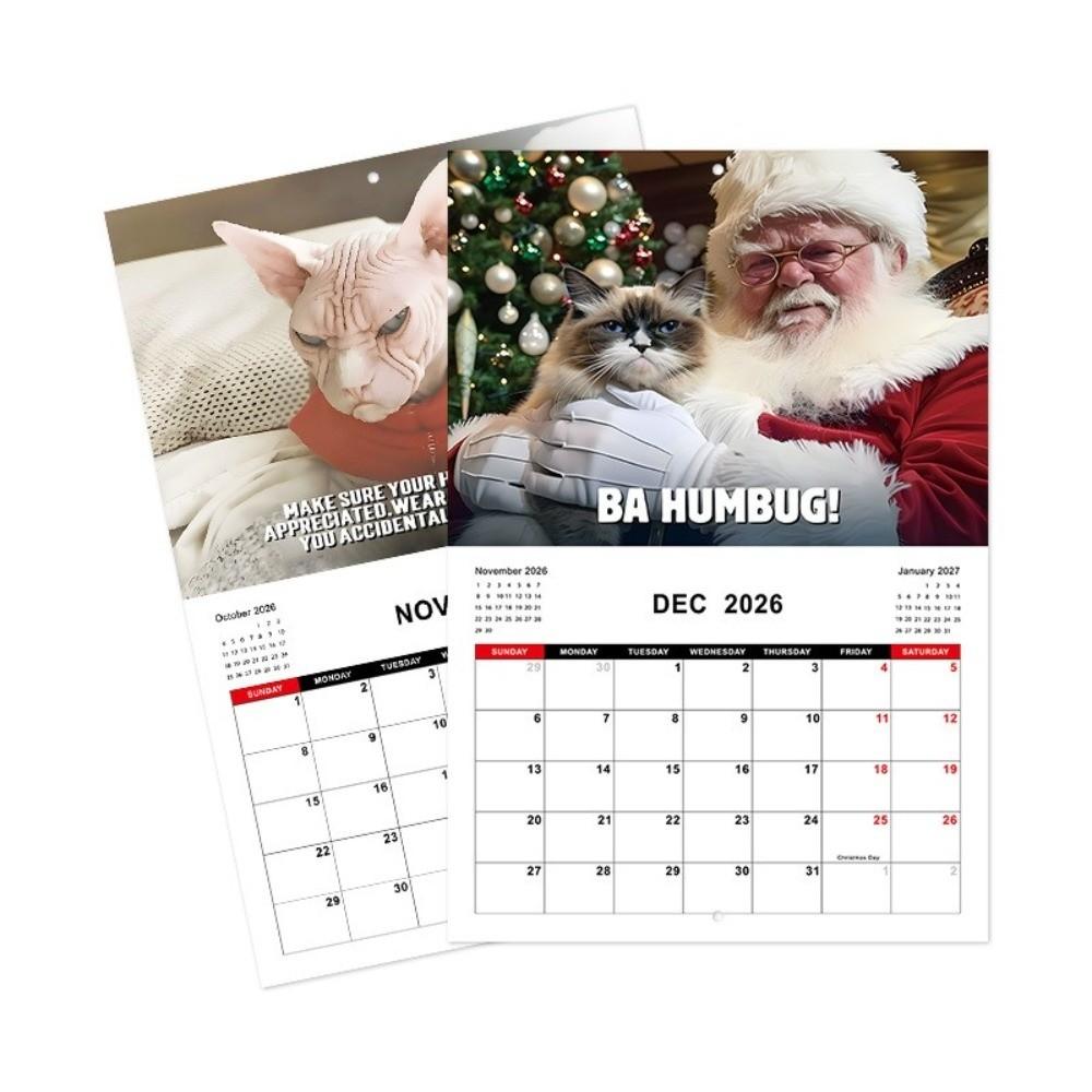 Cartoon Animal Pissed-off Cats Calendar 12 Month Working Dog Planner Wall Calendar  Home Decoration