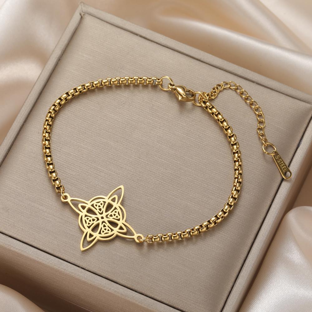 Dawapara Keltský Triquetra Uzel Trojice Náramek Wicca Symbol Nerezová Ocel Irský Dárek Amulet Štěstí Šperk