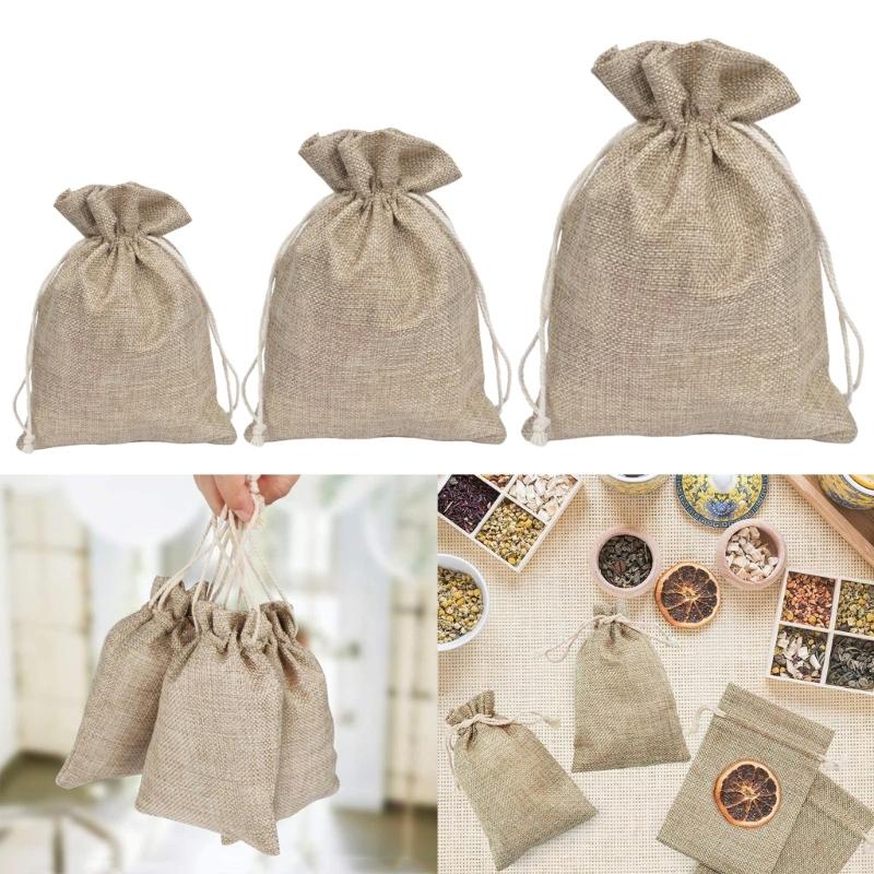 Set of 20 Small Linen Bag with Drawstring Closure Elegant Drawstring Linen Pouches Convenient Jewery Wrapping Pouches