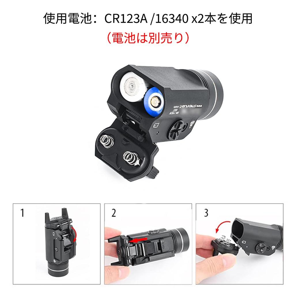 WADSN TL R-1 Type Replica Flashlight with Strobe Function, Approximately 1000 Lumens, High-Intensity White LED Tactical Light (Black)