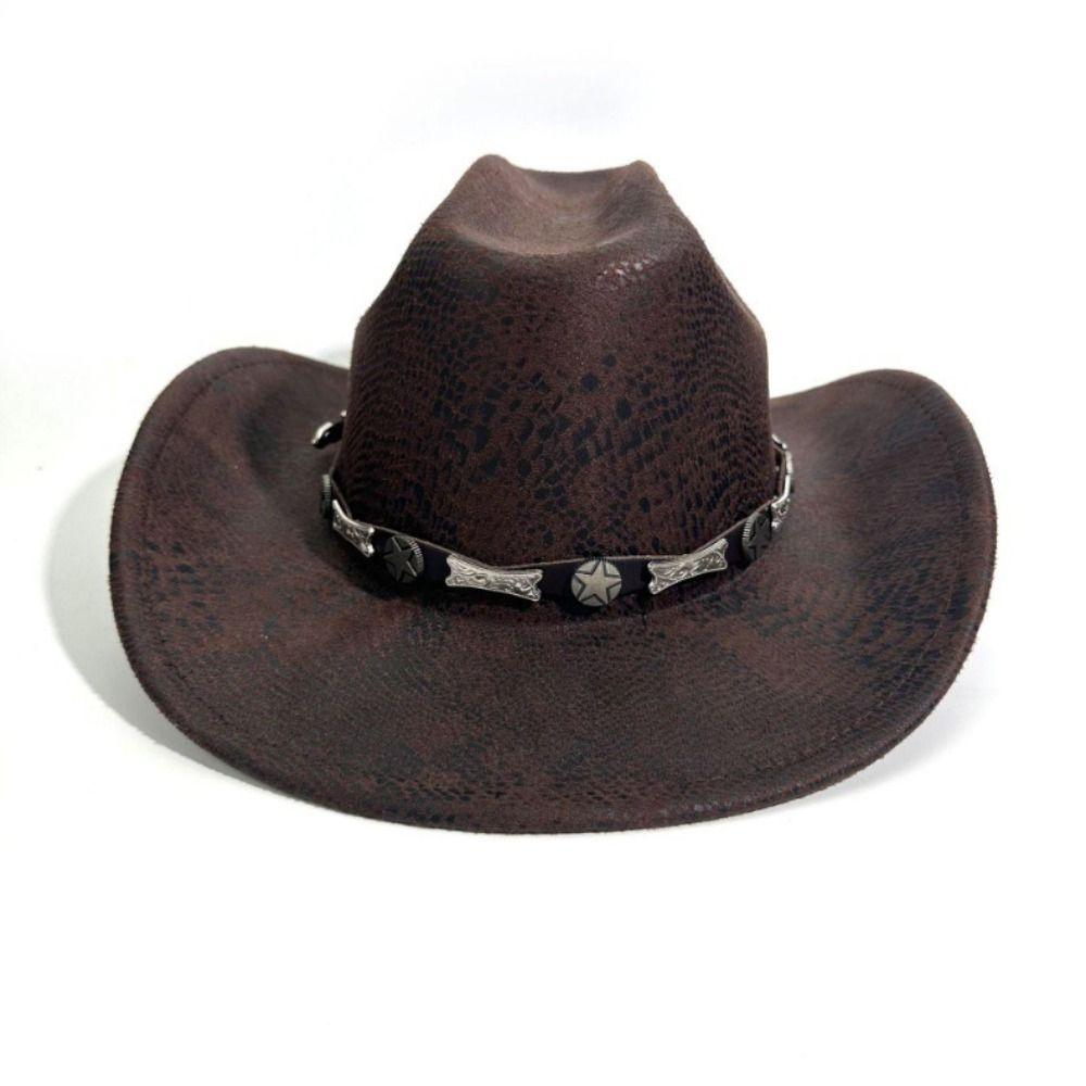 Wide Brim Cowgirl Jazz Hat Serpentine Visor Caps Gentleman Knight Hat  Outdoor