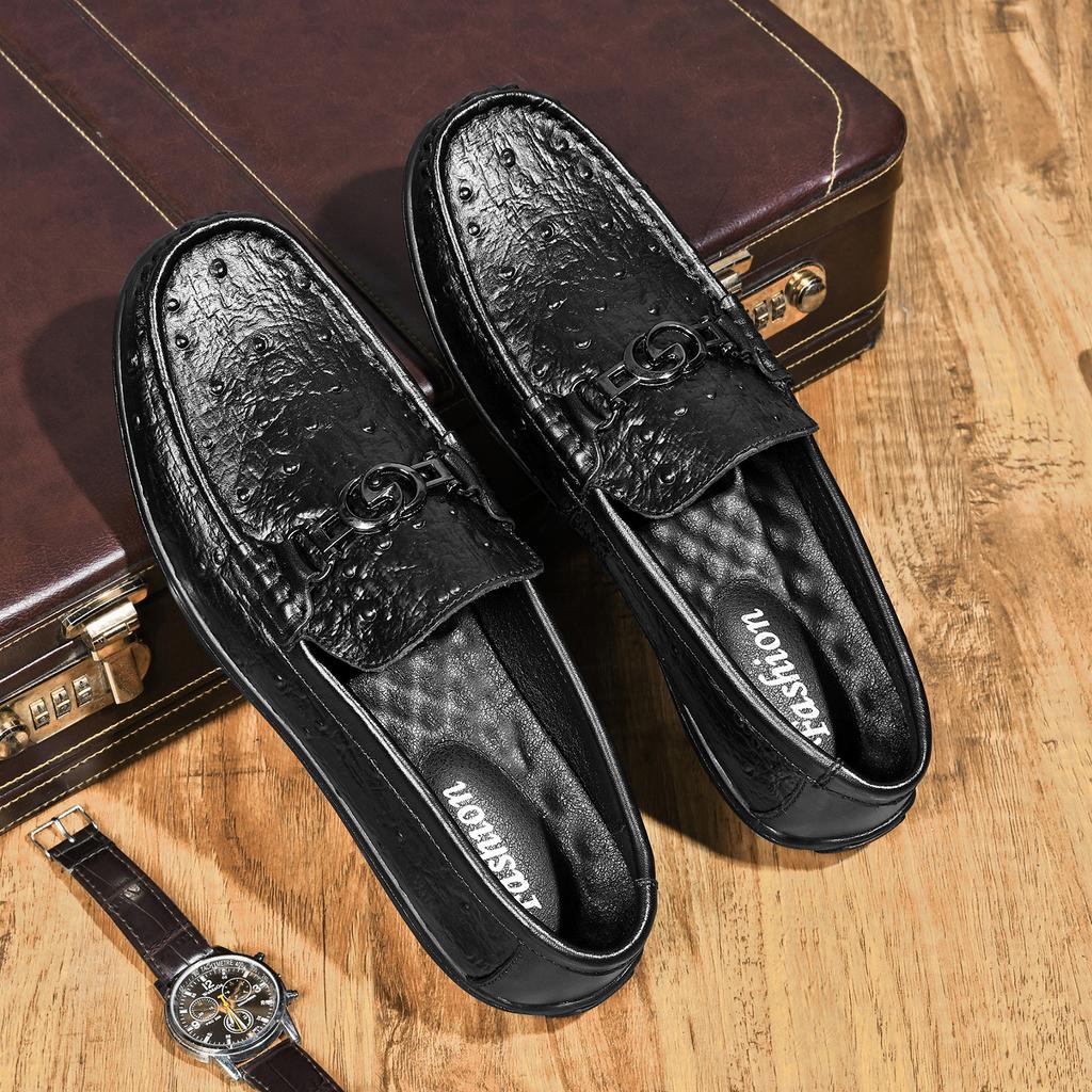 First Layer Cowhide Loafers Driving Shoes British Genuine Leather Casual Men's Leather Shoes