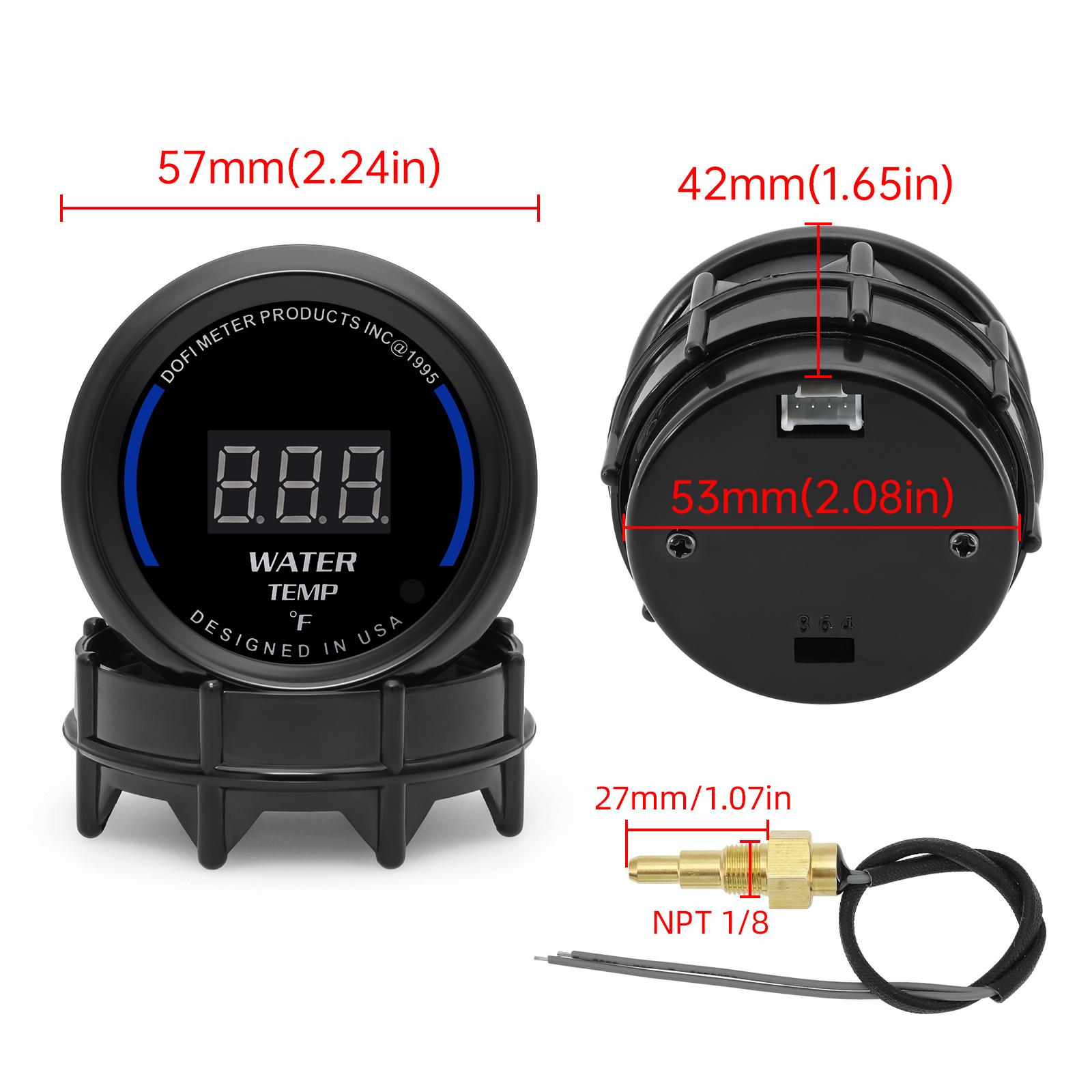 

℉ и ℃ цифровой круглый датчик температуры воды 52 мм измеритель температуры воды с датчиком температуры 1/8NPT для автомобиля грузовика внедорожника 12 В