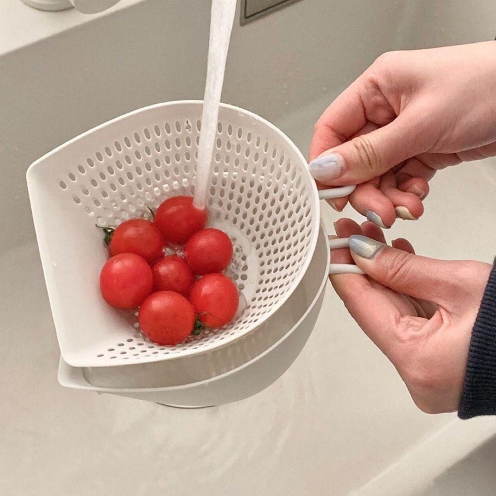 

Drainer Double Drain Basket Vegetable Cleaning Tool Washing Storage Basket Kitchen