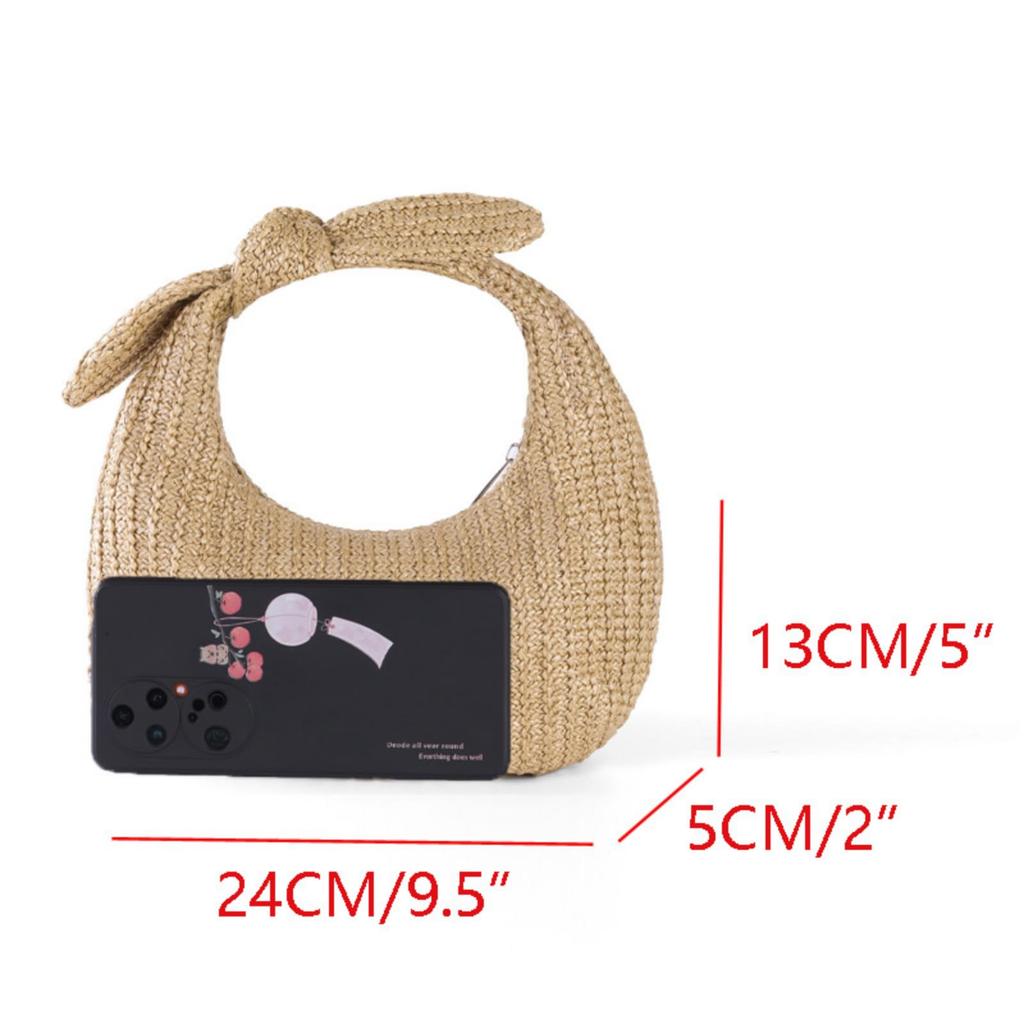 EZ PEACH Women's Paper Straw Knit Bag, ClutchShoulder Bag, Lightweight, Crescent Bag, Perfect for the Beach, Travel, Summer, Fireworks Festivals,