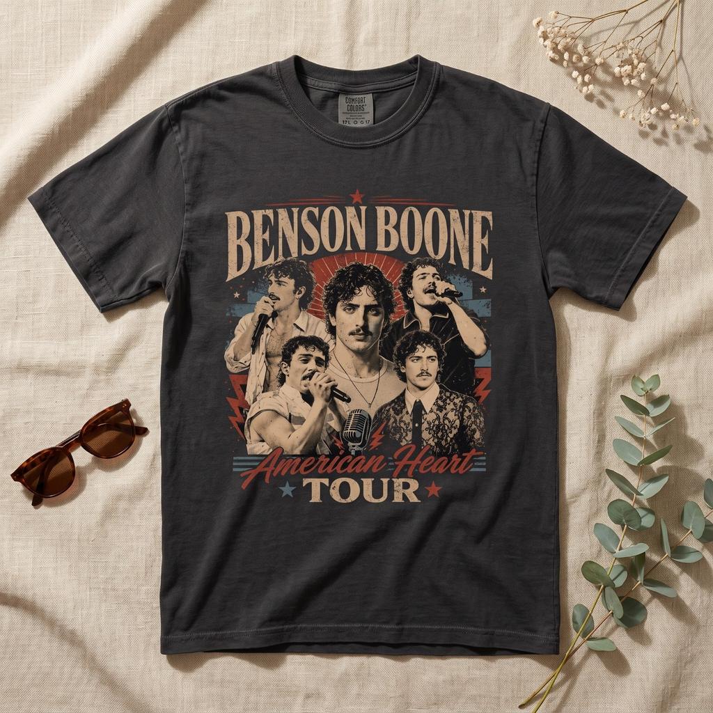 T-shirt Benson Boone American Heart Tour Grafica Comfort Colors