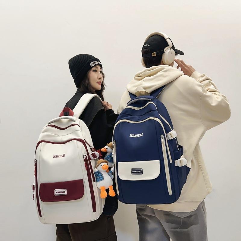 Student schoolbag spring and summer new letter double zipper junior high school student college backpack