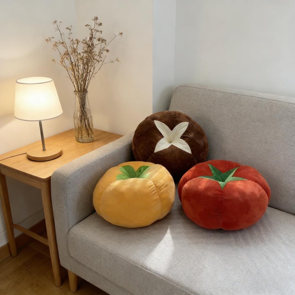 Zesílený polštář s polštářem ve tvaru rajčete Zelenina Houba Persimmon Kulatá podložka pod polštář na okenní parapet Polštáře do ložnice