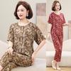 Plus Size Women's Summer Cotton Pajama Set - Short-Sleeved Homewear for Middle-Aged & Elderly
