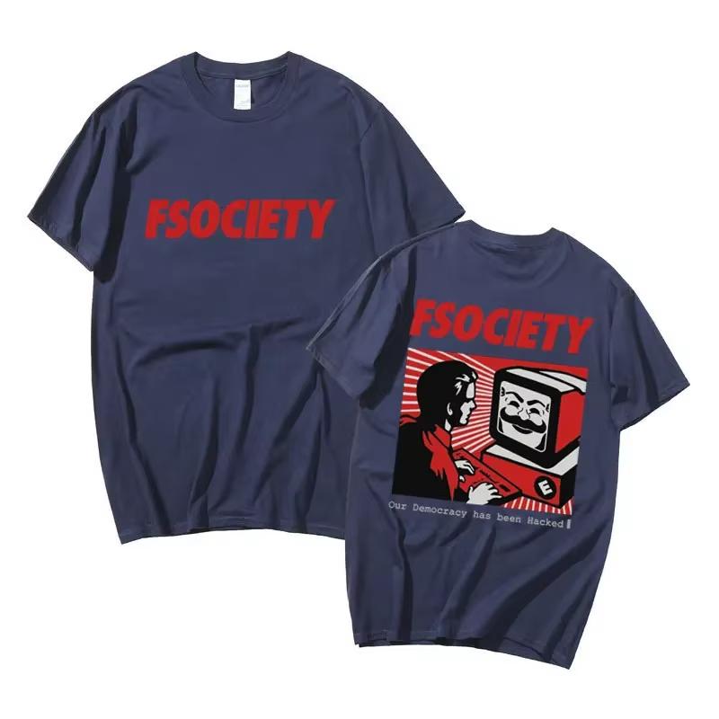Funny Mr Robot Graphic T Shirt Unisex Women Vintage Cotton FSociety Tshirt F Society Hacker Geek Tshirts Unisex Casual Streetwear