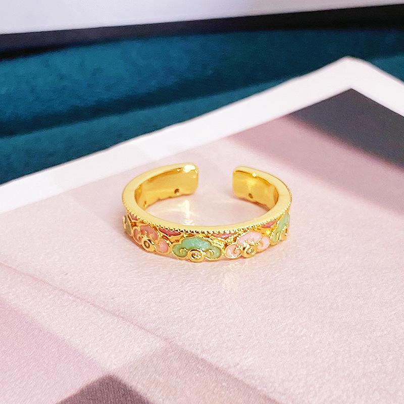 The Same Medieval Sweet Pink Zircon Super Flash Love Wing Ring Girl Heart Exquisite Niche Ring