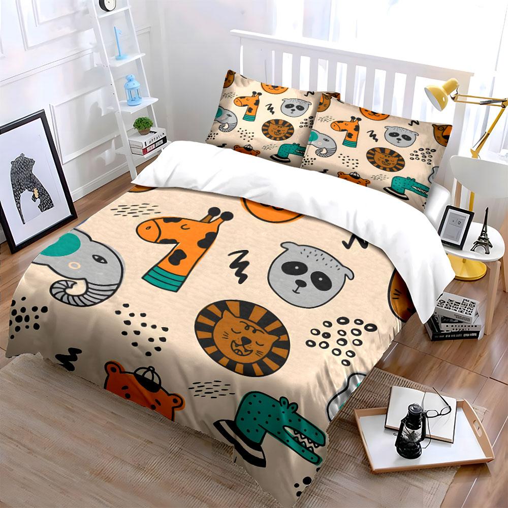 Dreiteiliges Set mit Tiermotiv für Kinder, Schlafzimmerdekoration für Kinder und Erwachsene, Exquisites dreiteiliges Bettwäsche-Set als Geschenk