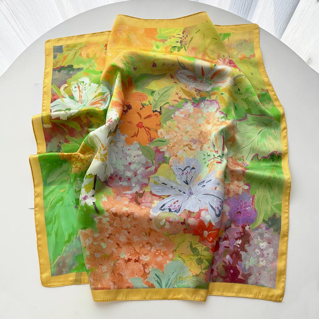 Printed Square Scarf For Women Imitation Silk Scarves Bandanas Luxury Hijab Neckerchief Hair Band Elegant Shawl Wraps