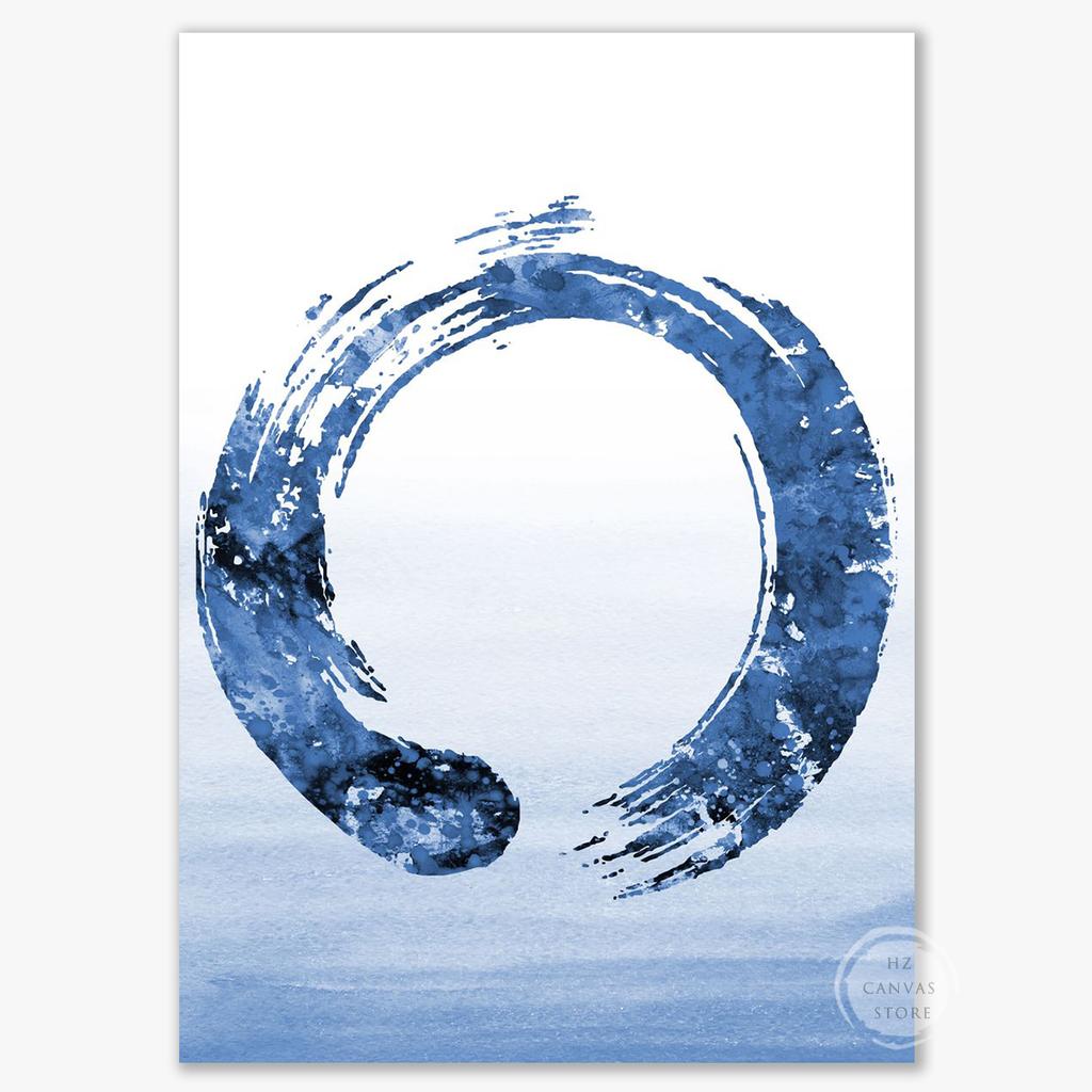 Abstract Buddha Lotus Zen Meditation Yoga Blue Posters and Prints Canvas Painting Wall Art Picture for Living Room Home Decor