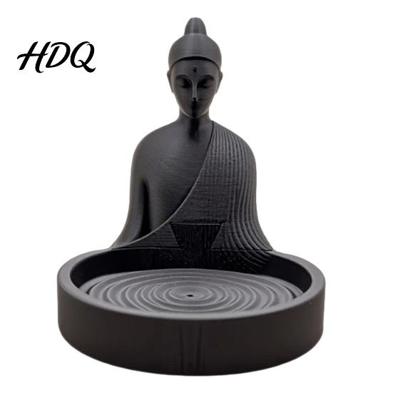 Schreibtisch Räuchergefäß Meditation Buddha Räucherstäbchenhalter, 3D-gedruckt mit Wellenhalter Aschenbecher, Ornament für Yogaraum Home Office Ständer