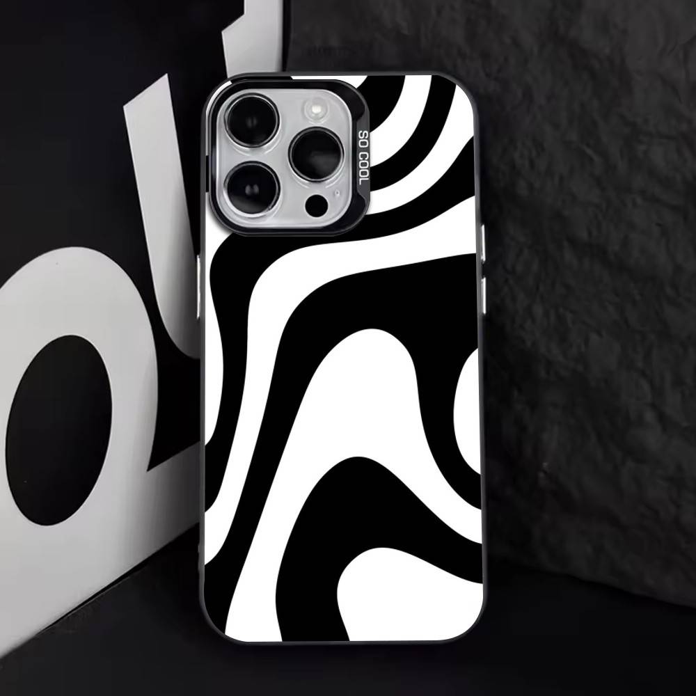 

Abstract wavy line art design Phone Case For iPhone 17,16,15,14,13,12,11 Plus,Pro Max,XS,Colorful Silver Phone case Funda Cover iPhone12PROMAX