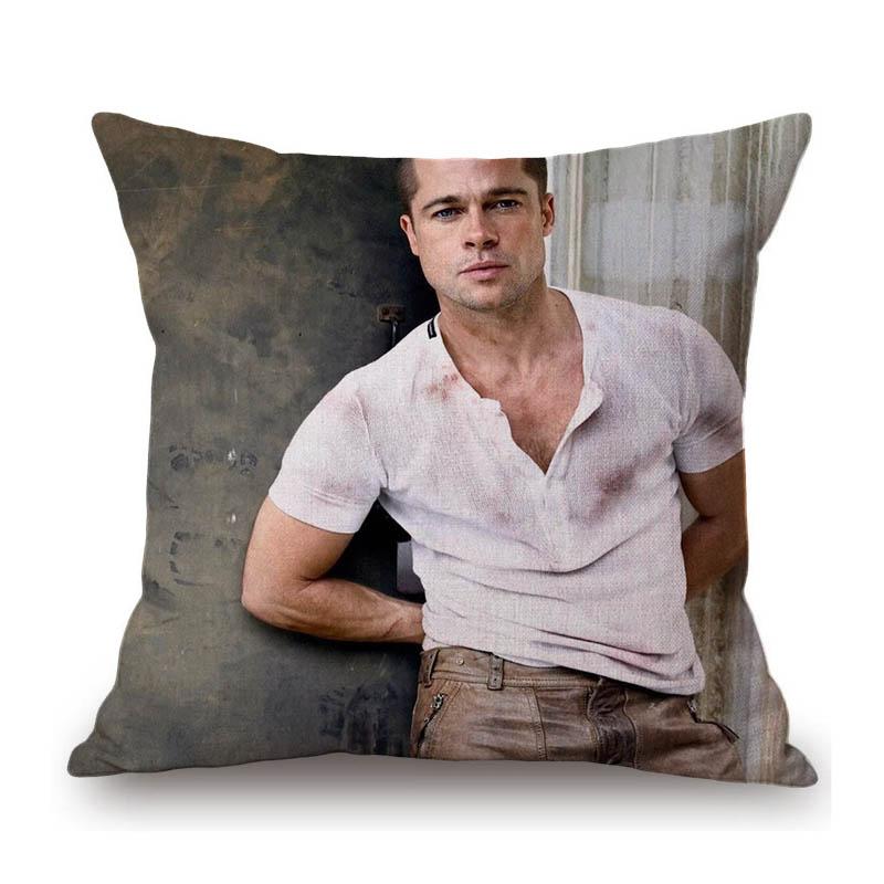 Sexy Krásný Super Hvězda Brad Pitt Svalovec Fanoušci Dárek Bavlna Len Pohovka Polštář na pohovku Potah Dekorace Domu Umělecký Potah na polštář