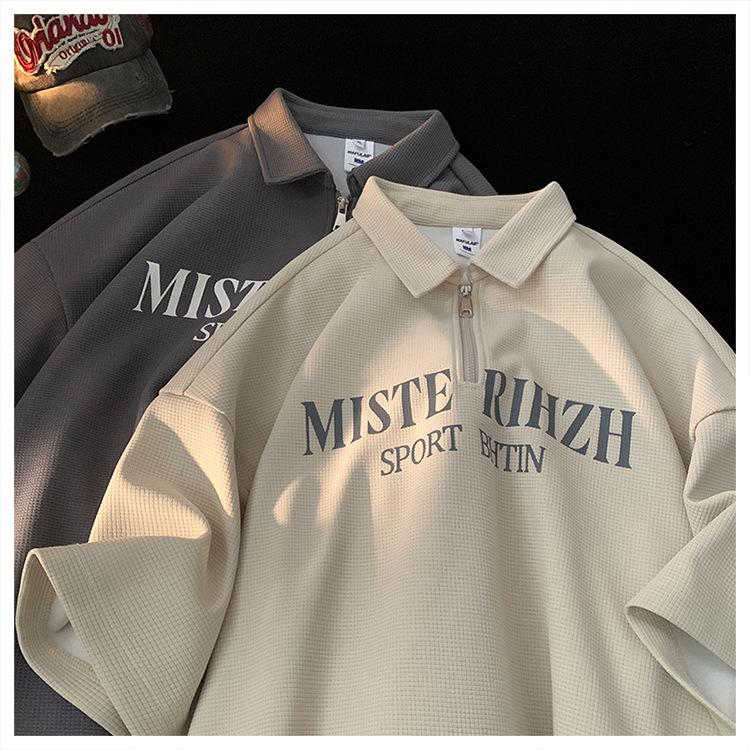 Waffle Plain Cool Moisture Wicking Soft Quality Breathable Men's Loose Fit Polo Shirt--Wrinkle Resistant Casual Athletic Short Sleeve Neck T-Shirt