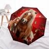 1 PC Automatic Folding Umbrella - Red Rose Horse Pattern, Portable & Foldable Design with 8 Ribs, Christmas Birthday Gifts