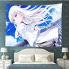 N-Naruse Shiroha Tapestry, Cute Anime Girl Wall Hanging, Blue Sky White Hair Aesthetic Background Cloth for Bedroom Dorm Fans