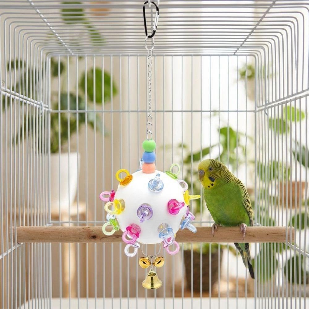 Detachable Bird Cage Toy with Bell Parrots Chew Swing Funny Hanging Foraging Ball Beak Exercise