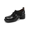Large Size Flying Weaving Deep Mouth Single Shoes New Mary Jane Shoes Belt Buckle Thick Heel Small Leather Shoes