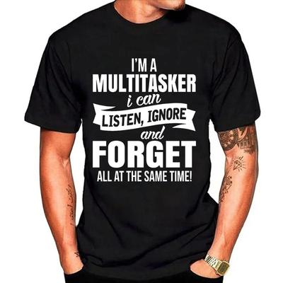 T-Shirt mit Aufdruck „I'm A Multitasker“ und lustigem Spruch, für Herren, modisches Grafik-T-Shirt, schwarzes T-Shirt, kurzärmelig