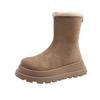 Fashion Retro Thick Bottom Snow Boots Female 2025 Winter New Round Head Chunky Heeled Short Ankle Boot Suede Solid Cotton Shes for Women