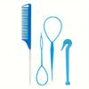 4-piece hair tool set Rat tail fine tooth comb Braiding tool Bun maker Braiding tool Hair elastic band remover