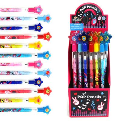 Tiny Mills Music Stackable Push Pencil Set with Erasers Perfect for Birthday and As a Reward 24-Piece Multi-Point - Parties, Gifts, Carnivals,
