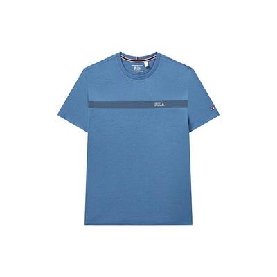 Logo Striped Knit Cool Round Neck Short Sleeve T-Shirt Men Tops Mysterious-Blue F11M231115F-BU