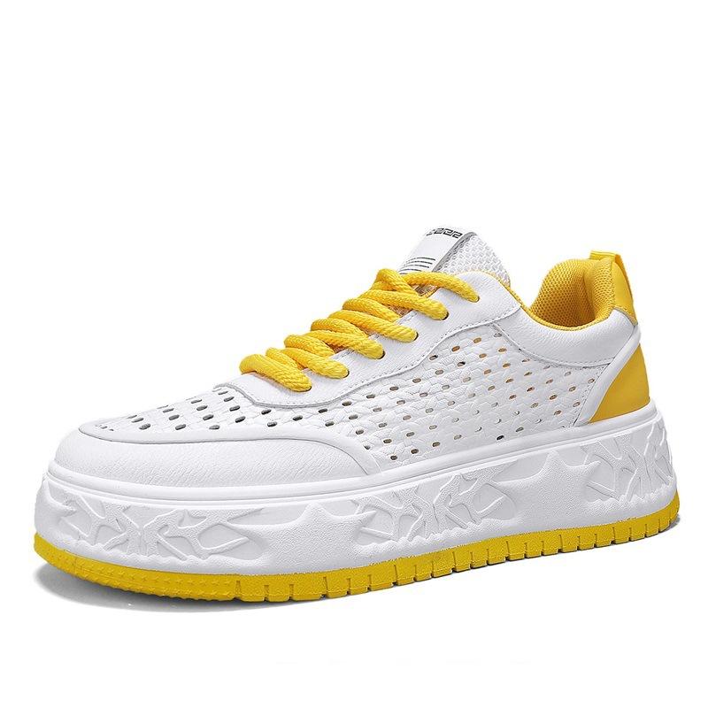 Casual sports hollow men's shoes summer new breathable punching fashion little white shoes personalized thick sole heightening shoes board shoes