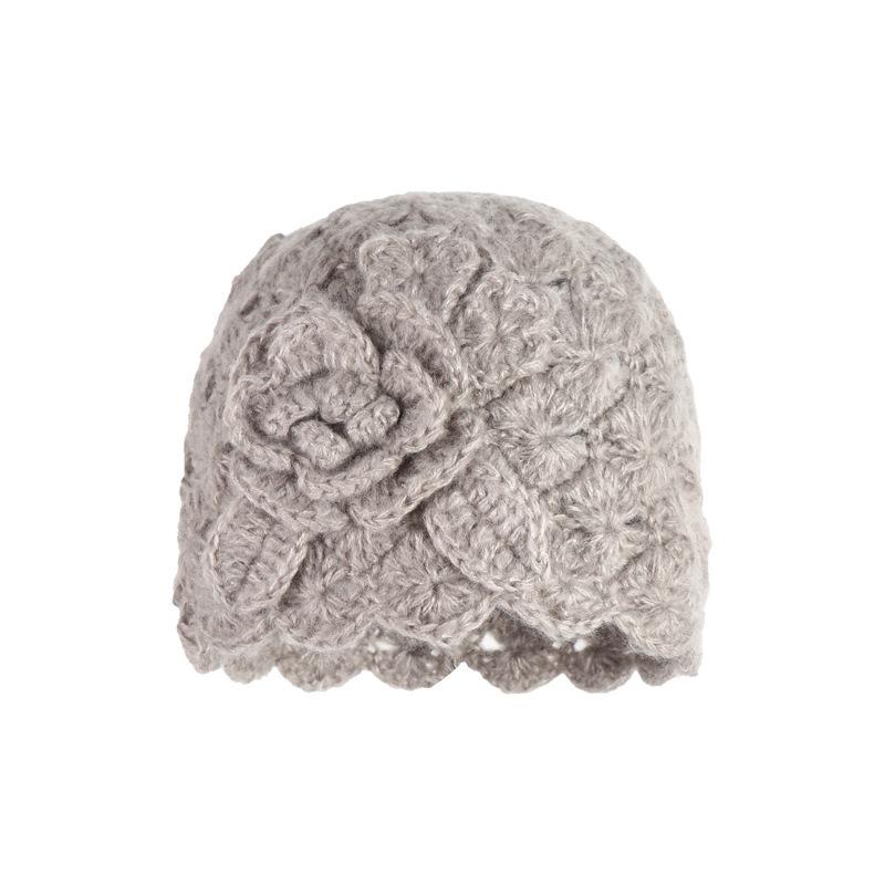 Hollow Flower Bag Hat Women's Autumn and Winter Versatile Face Small Cold Hat Cold Warm Wool Hat