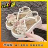With skirt sweet beach sandals female summer 2025 new fashion fairy wind platform high heel flower sandals female