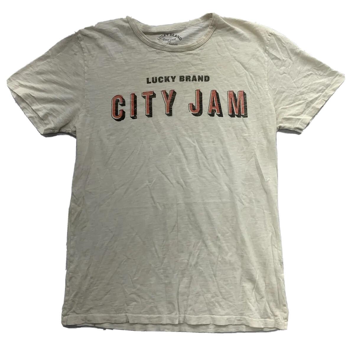 

Lucky Brand Graphic T-Shirt CITY JAM LUCKYXMUSIC CREAM Mens Size Small Crew Neck M