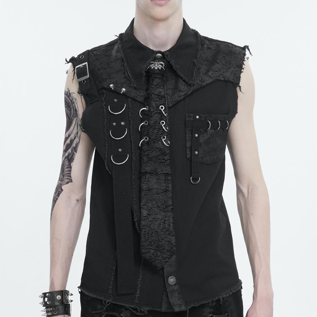 Metal Skull Ripped Hole Punk Neck Tie Men Women Gothic Vintage Hip Hop Rock Necktie Man Gifts Accesorios