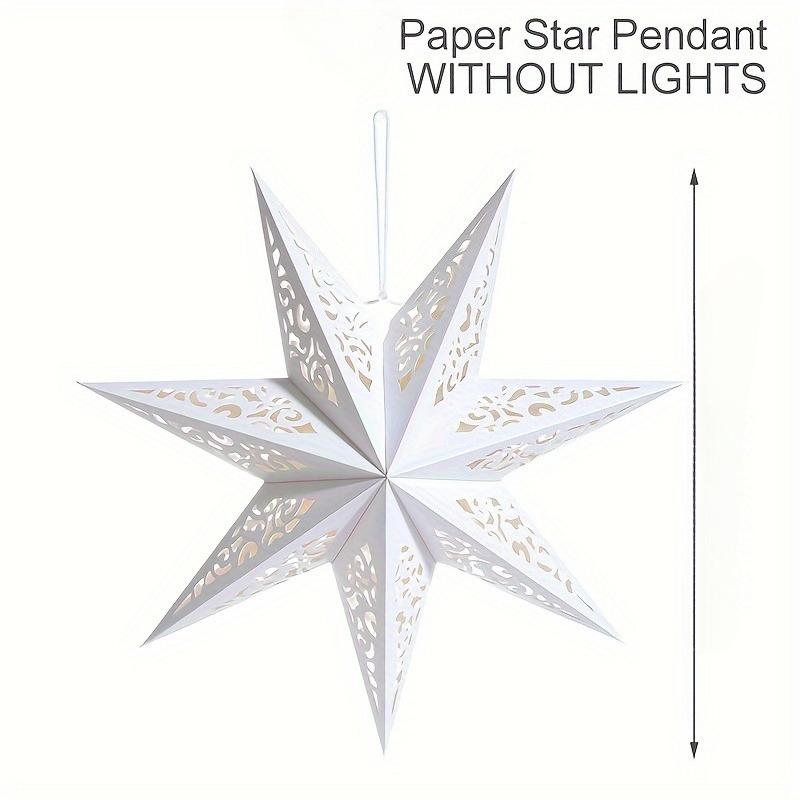 

Star-Shaped Pendant with A Hollow Design, Traditional Star Lantern, Unlit Style for Holiday Decor 45.01cm білий