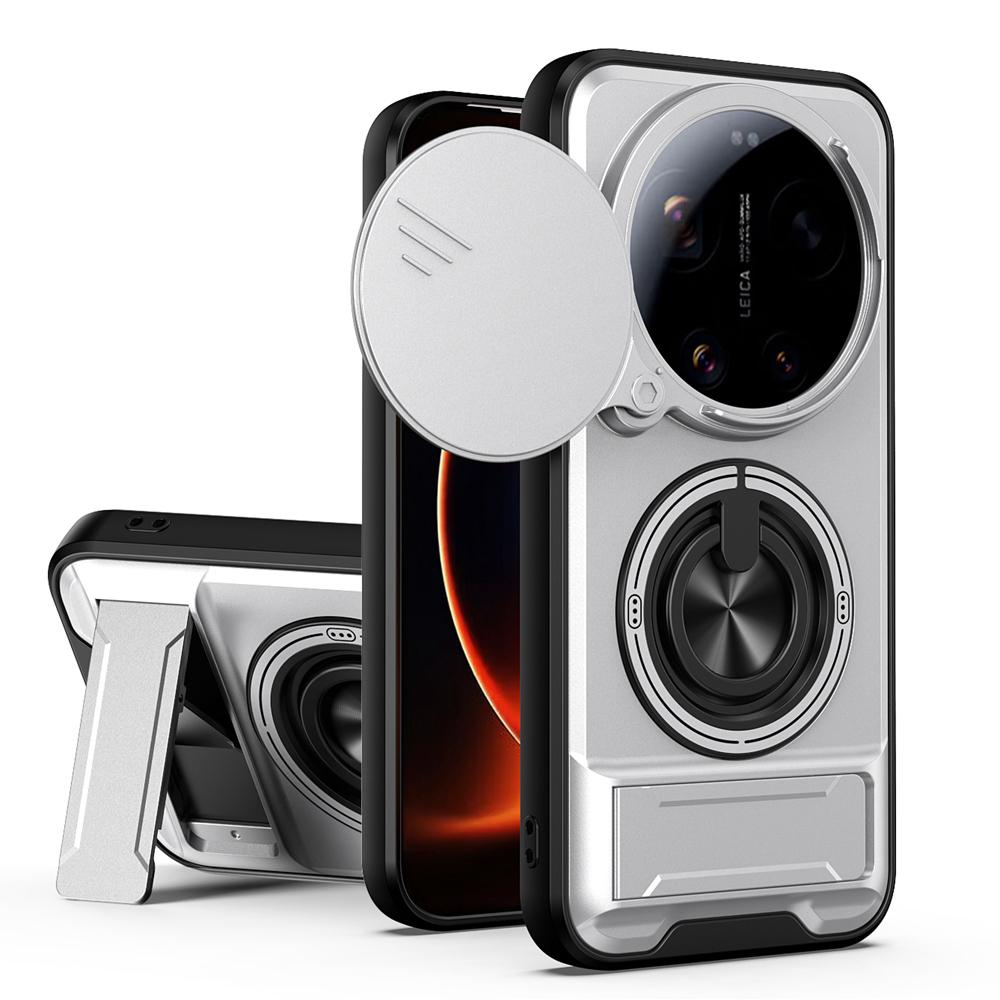 KEYSION Magnetic Phone Case for Xiaomi 17 Ultra 5G Slide Camera Lens Protection Upright Kickstand 360 Ring Shockproof Back Cover