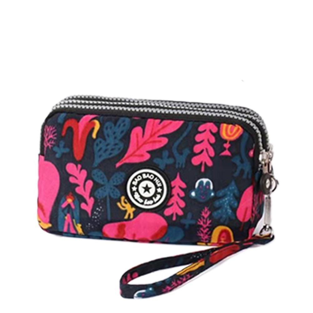 Durable Three Layers Coin Purse Large Capacity Zipper Coin Bags Oxford Cloth Waterproof Pouch Purse