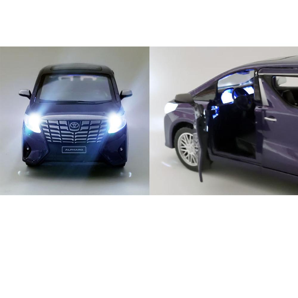 1/29 Electric Car Model Toyota Alphard Boy Collection Pull Back Extended Alloy Cars Men's Souvenir Birthday Gift for Children