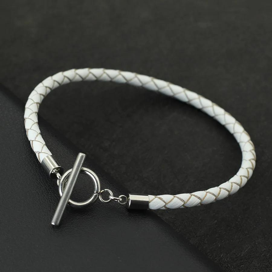 Hiphop Echtes Leder Armband Herren Unverblassender Edelstahl OT Schnalle Armreif Herren Accessoires Geschenke für Ihn Pulseria Homme