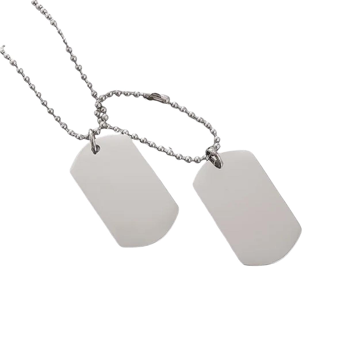 

Men\ s Rectangular Double Dog Tag Stainless Steel Military Id Tag Pendant Titanium Steel Necklace Army Male Zircon мідний