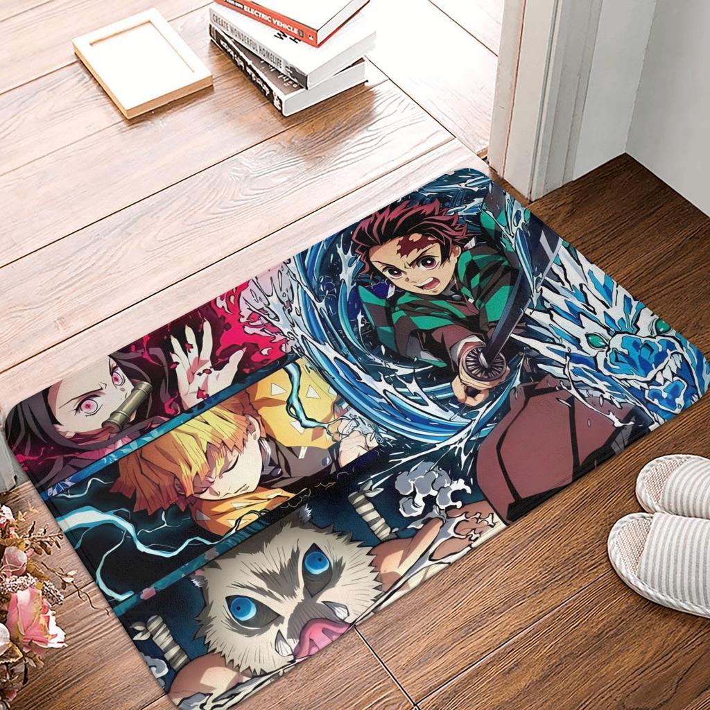 Demon Slayer Anime Doormat Anti-Slip Bath Kitchen Mat Garden Garage Door Floor Entrance Carpet Rug